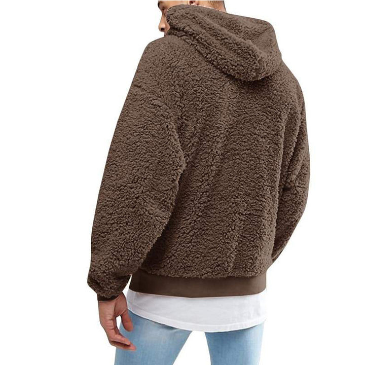 Herren Kuscheliger Teddy-Pullover mit Kapuze und elastischem Bund Drune