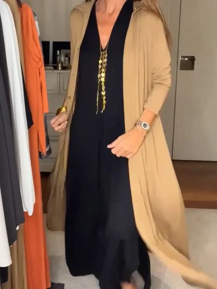 Drune | Lässiger Einfarbiger Strickjacke