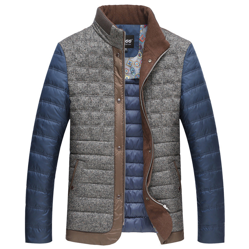 Herren Wattierte Kurzjacke mit Teddykragen und Wappenapplikation Drune