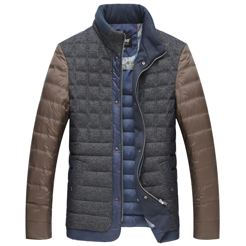 Herren Wattierte Kurzjacke mit Teddykragen und Wappenapplikation Drune