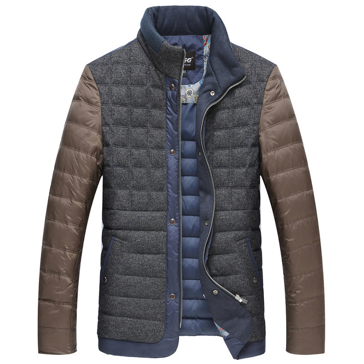 Herren Wattierte Kurzjacke mit Teddykragen und Wappenapplikation Drune