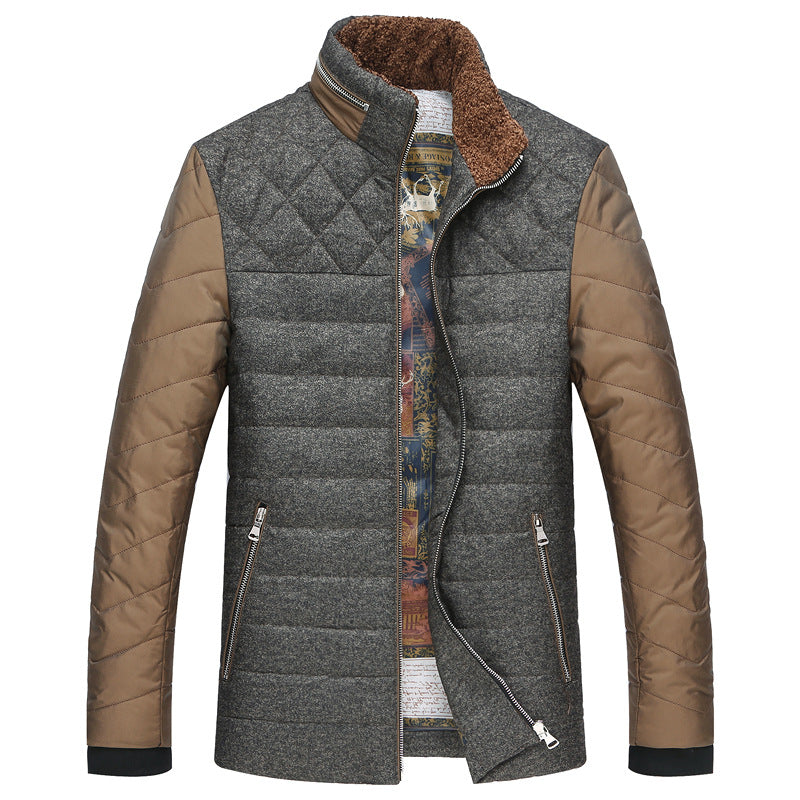 Herren Wattierte Kurzjacke mit Teddykragen und Wappenapplikation Drune
