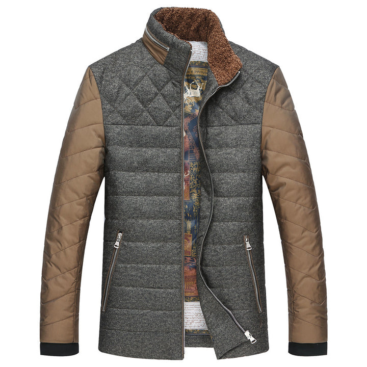 Herren Wattierte Kurzjacke mit Teddykragen und Wappenapplikation Drune
