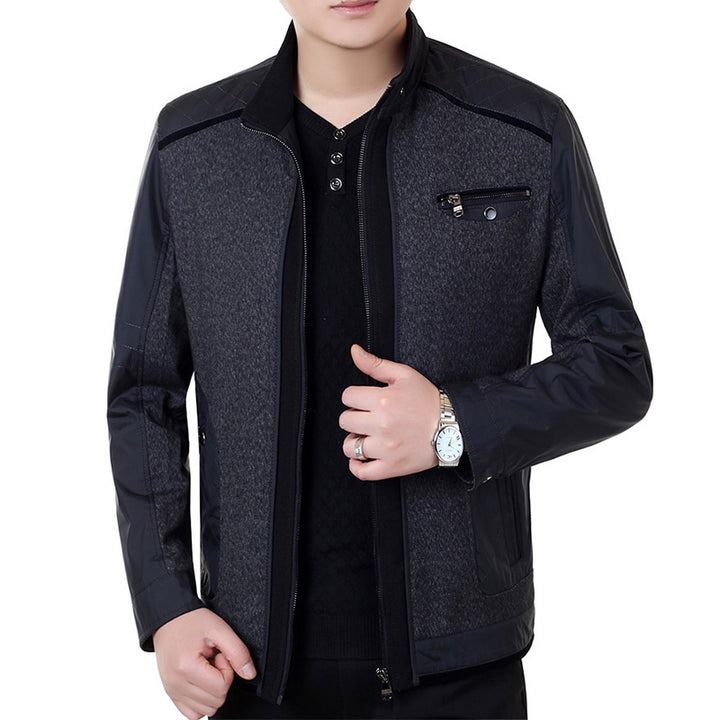 Herren Cityjacke im Materialmix mit Stehkragen und Brust-Reißverschluss Drune