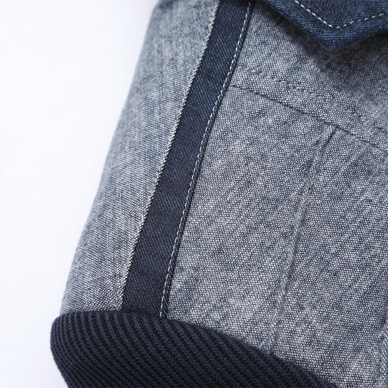 Herren Sakko im Materialmix mit kontrastierenden Ärmeln, Zierreißverschluss und modernem City-Schnitt Drune