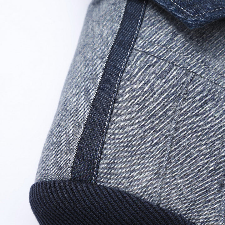 Herren Sakko im Materialmix mit kontrastierenden Ärmeln, Zierreißverschluss und modernem City-Schnitt Drune