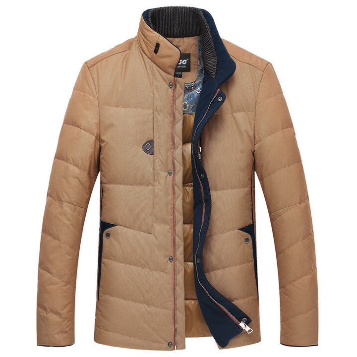 Herren Wattierte Kurzjacke mit Teddykragen und Wappenapplikation Drune