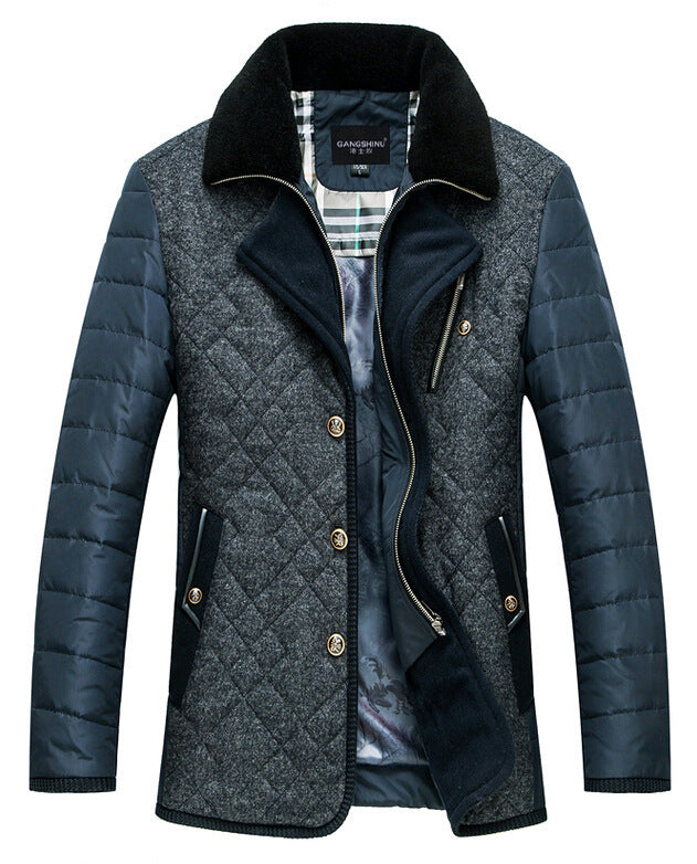 Herren Wattierte Kurzjacke mit Teddykragen und Wappenapplikation Drune
