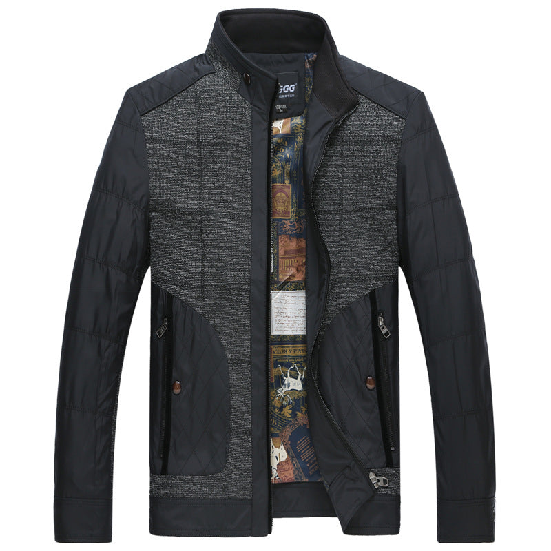 Herren Hybrid-Übergangsjacke mit gesteppter Frontpartie, Stehkragen und verdecktem Reißverschluss Drune