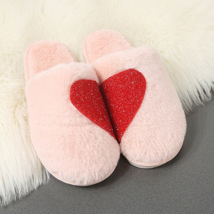 Damen Flauschige Hausschuhe mit funkelndem Herz-Design Drune