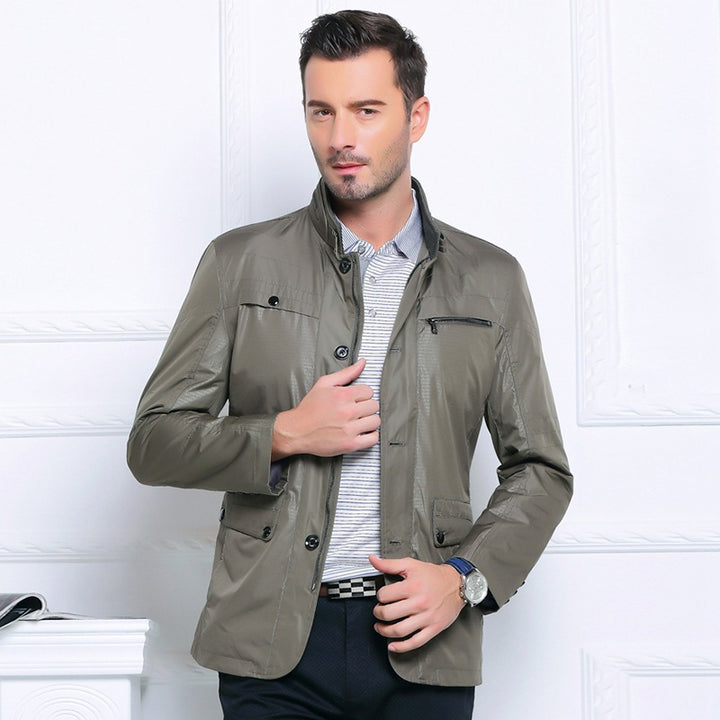 Herren Leichte Fieldjacke im City-Utility-Stil mit Stehkragen Drune