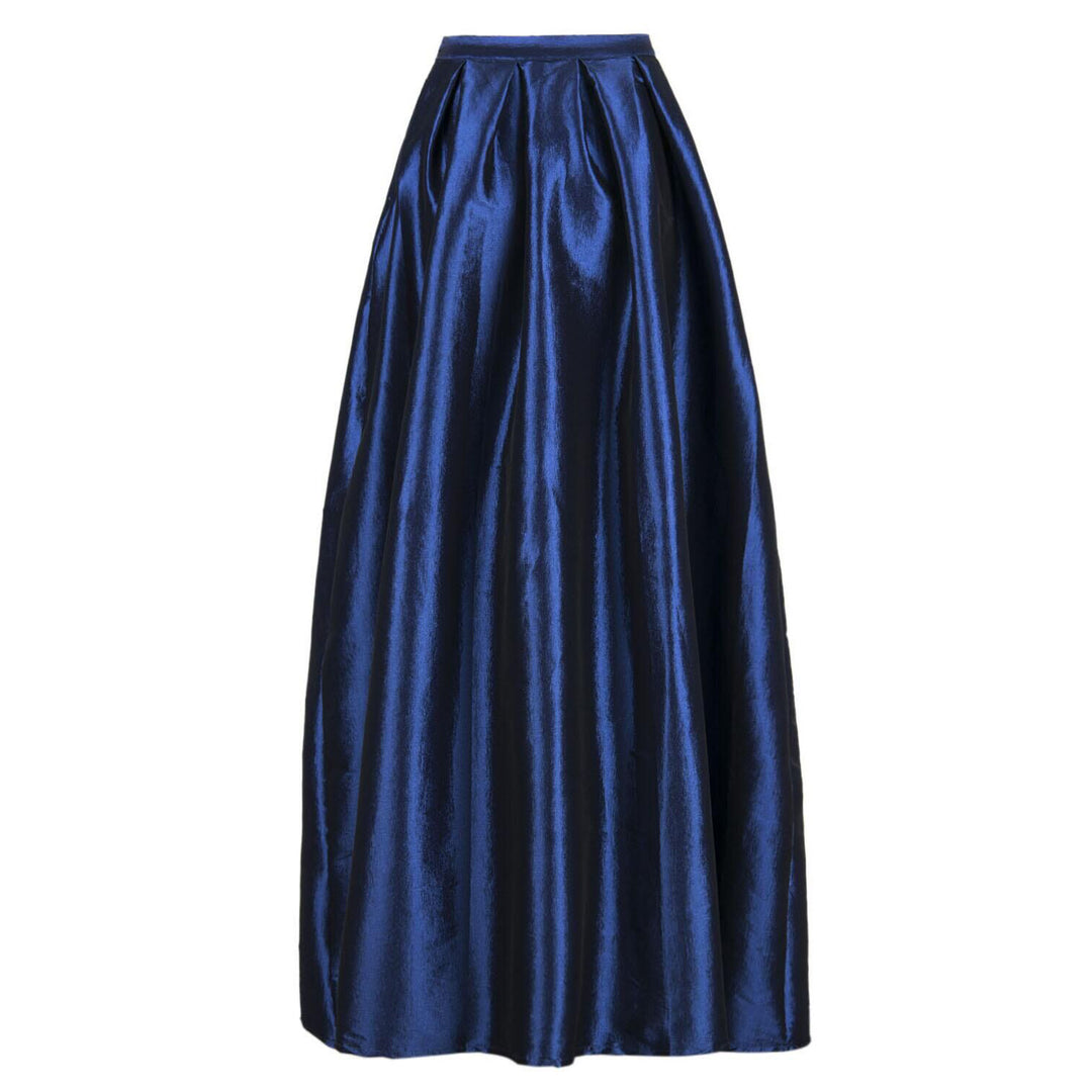 Damen Maxirock aus Satin mit hoher Taille & weitem Tellerrock Drune