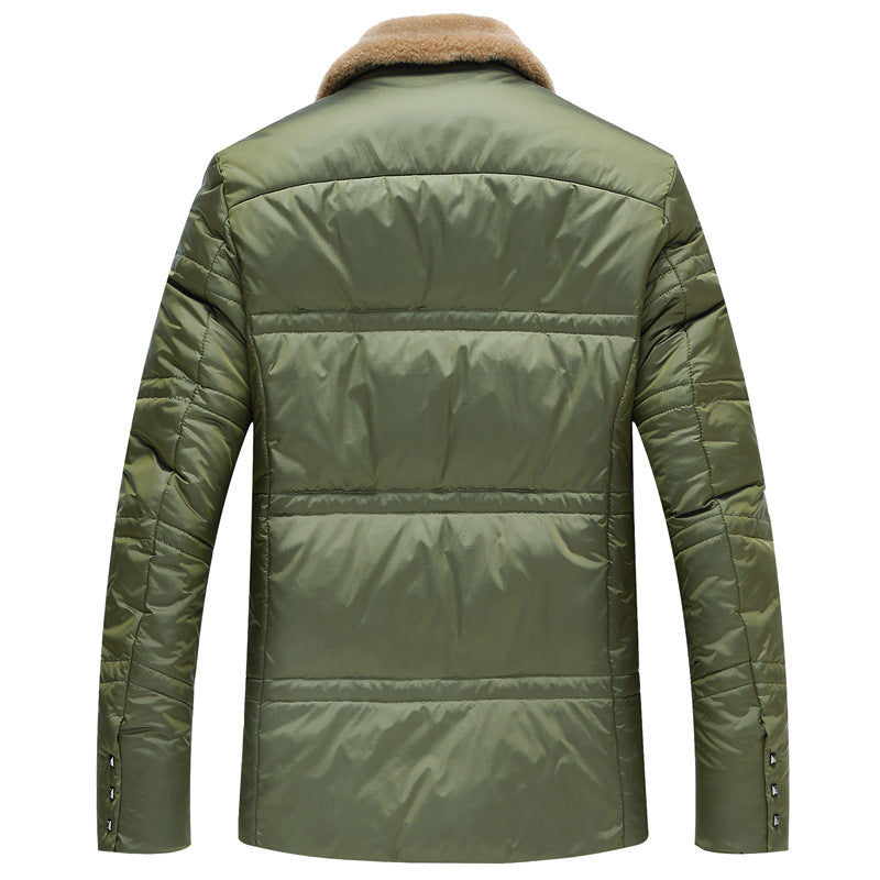 Herren Wattierte Kurzjacke mit Teddykragen und Wappenapplikation Drune