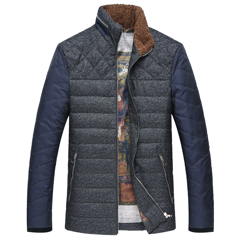 Herren Wattierte Kurzjacke mit Teddykragen und Wappenapplikation Drune