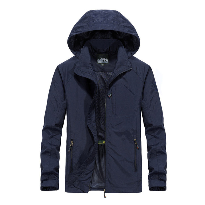 Herren Ultraleichte Wind- und Wasserabweisende Outdoorjacke mit verstaubarer Kapuze und atmungsaktivem Mesh‑Futter Drune