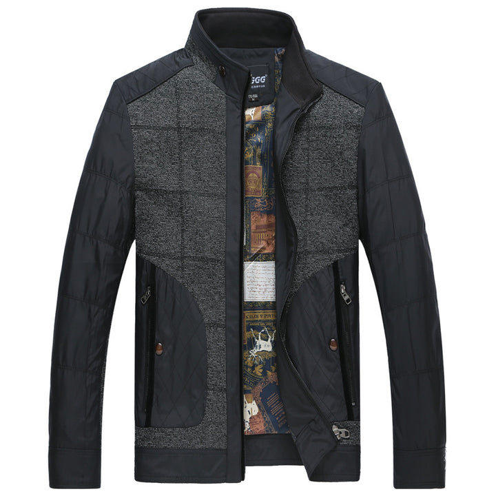 Herren Hybrid-Übergangsjacke mit gesteppter Frontpartie, Stehkragen und verdecktem Reißverschluss Drune