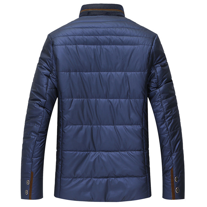 Herren gesteppte Thermo-Steppjacke mit Kunstleder-Schulterpasse und Teddykragen Drune