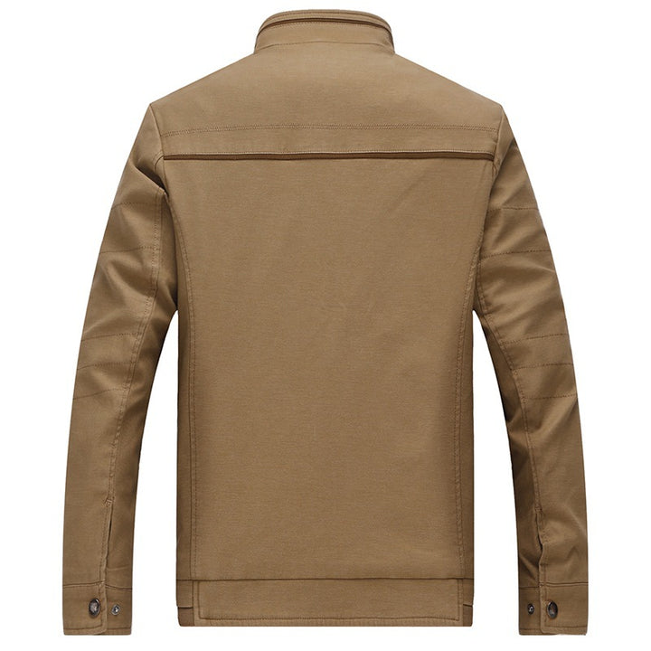 Herren Freizeitjacke mit Stehkragen, mehrfachen Reißverschluss-Taschen und gemustertem Innenfutter Drune
