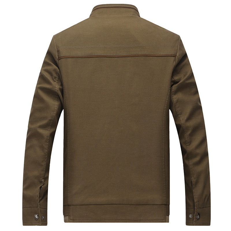 Herren Freizeitjacke mit Stehkragen, mehrfachen Reißverschluss-Taschen und gemustertem Innenfutter Drune
