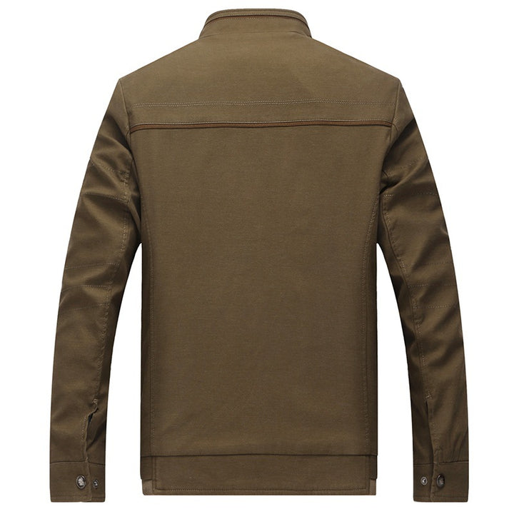 Herren Freizeitjacke mit Stehkragen, mehrfachen Reißverschluss-Taschen und gemustertem Innenfutter Drune