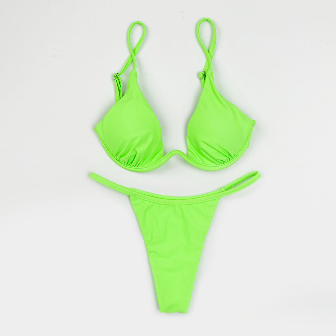 Damen Triangel-Bikini mit schimmerndem Oberteil und verstellbaren Trägern Drune