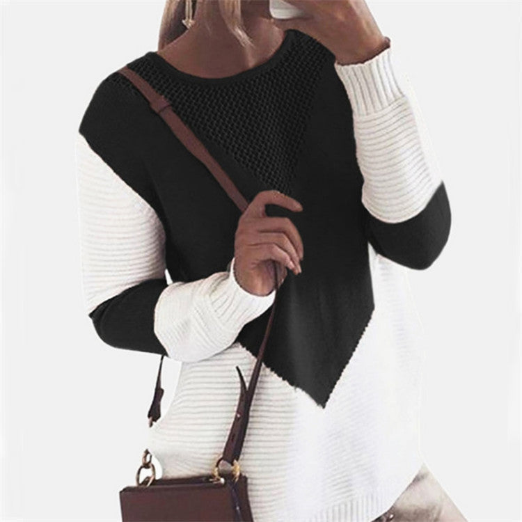 Damen Strickpullover mit modischem Strukturdesign und kontrastierenden Ärmeln Drune