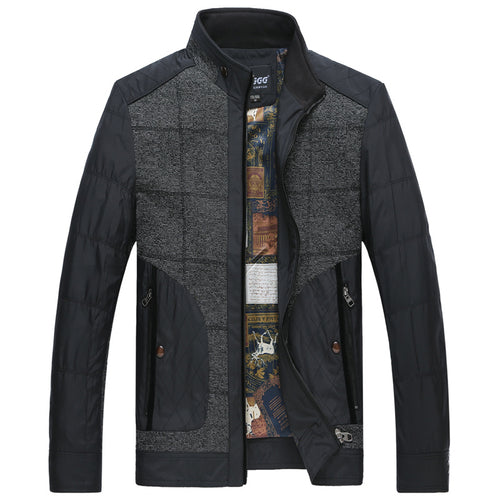 Herren Hybrid-Übergangsjacke mit gesteppter Frontpartie, Stehkragen und verdecktem Reißverschluss Drune