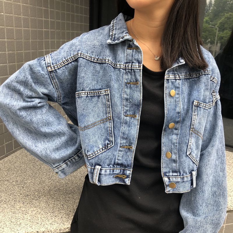 Damen Trendige cropped Jeansjacke mit praktischen Taschen Drune