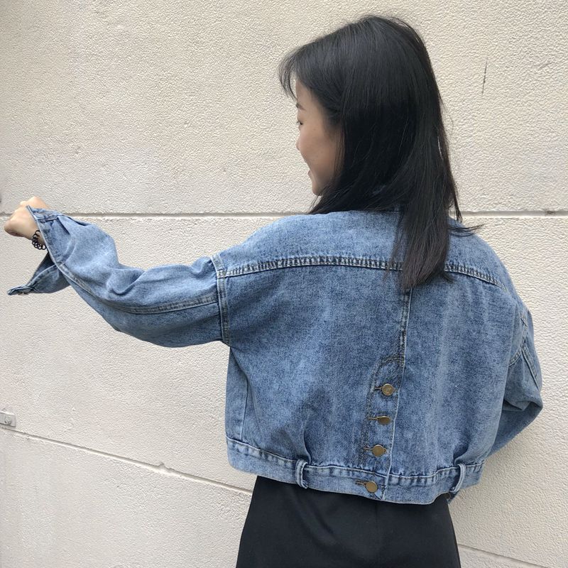 Damen Trendige cropped Jeansjacke mit praktischen Taschen Drune