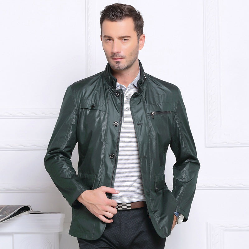 Herren Leichte Fieldjacke im City-Utility-Stil mit Stehkragen Drune