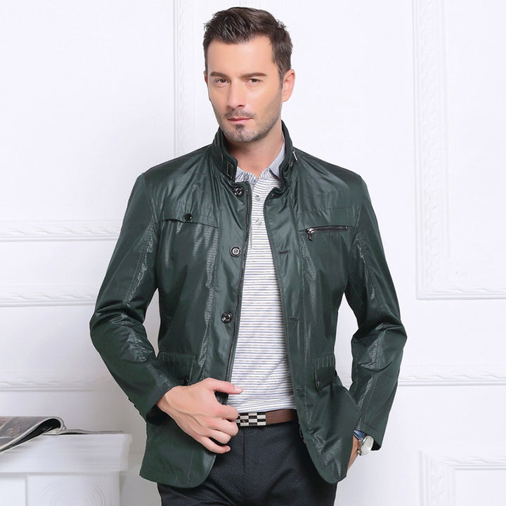 Herren Leichte Fieldjacke im City-Utility-Stil mit Stehkragen Drune