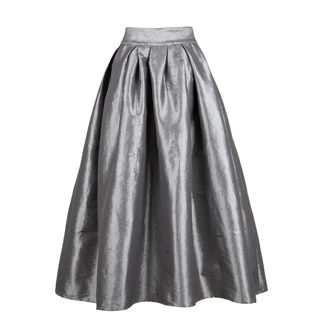 Damen Maxirock aus Satin mit hoher Taille & weitem Tellerrock Drune