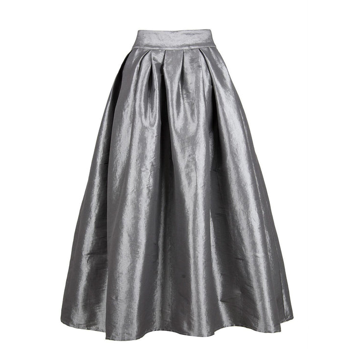 Damen Maxirock aus Satin mit hoher Taille & weitem Tellerrock Drune