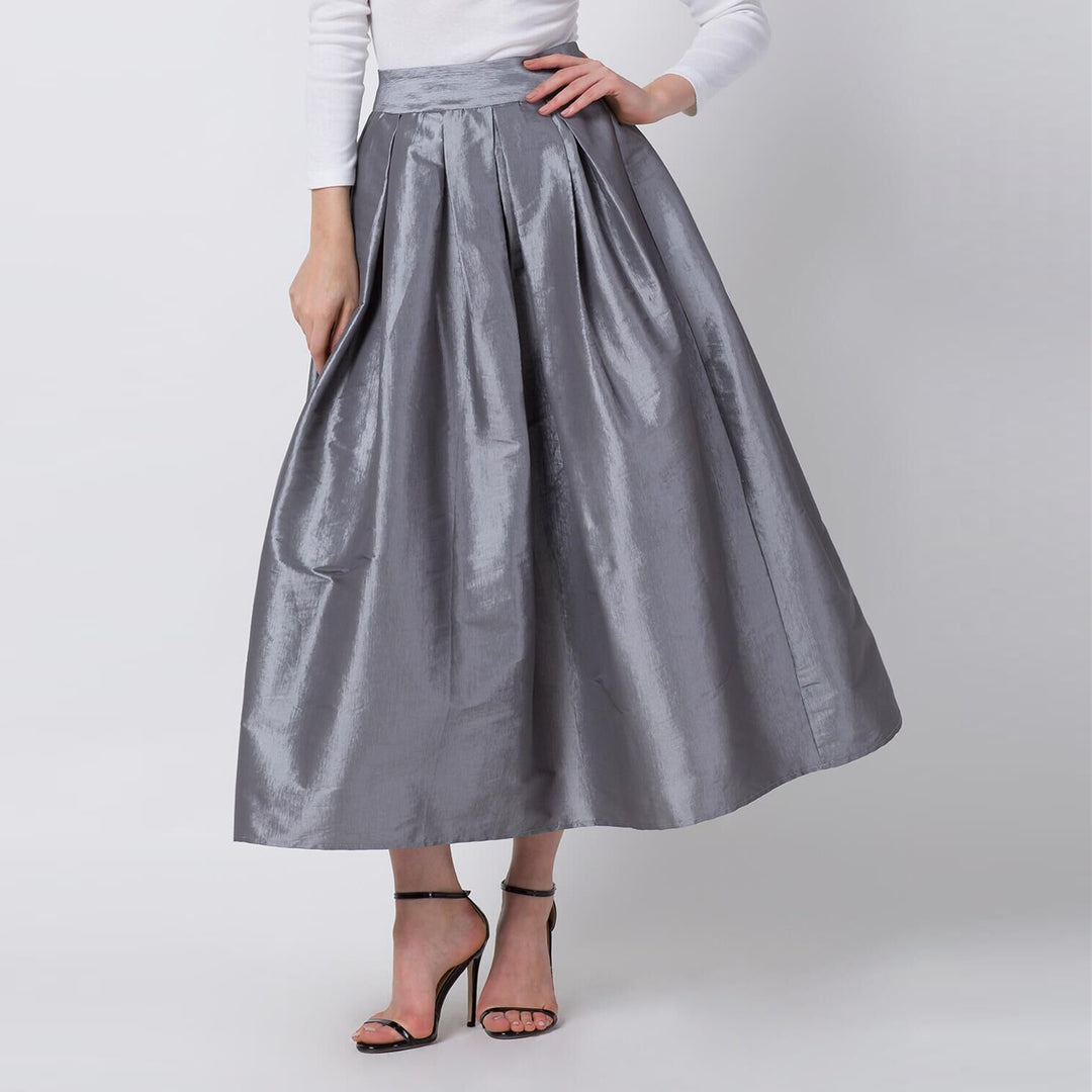 Damen Maxirock aus Satin mit hoher Taille & weitem Tellerrock Drune
