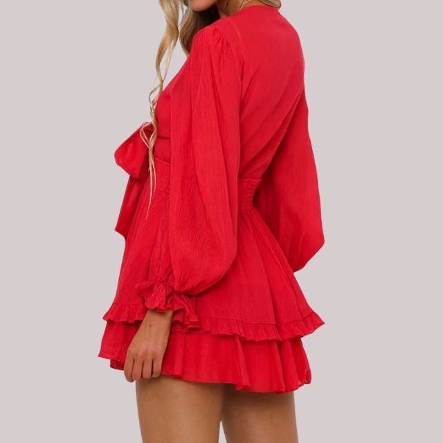 Drune | Wickelkleid mit Rüschen und Taillenban