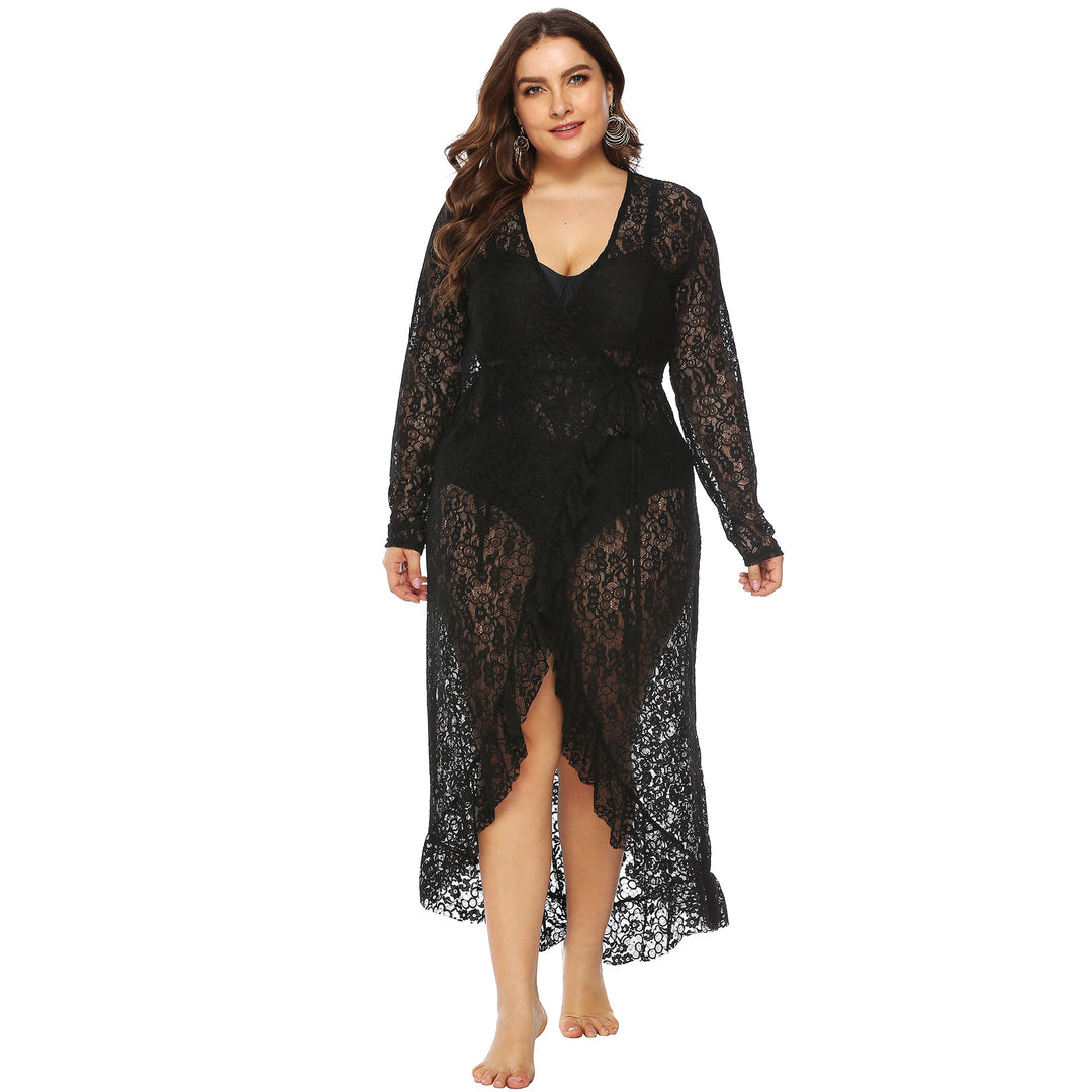Damen eleganter Spitzen-Strandüberwurf Drune