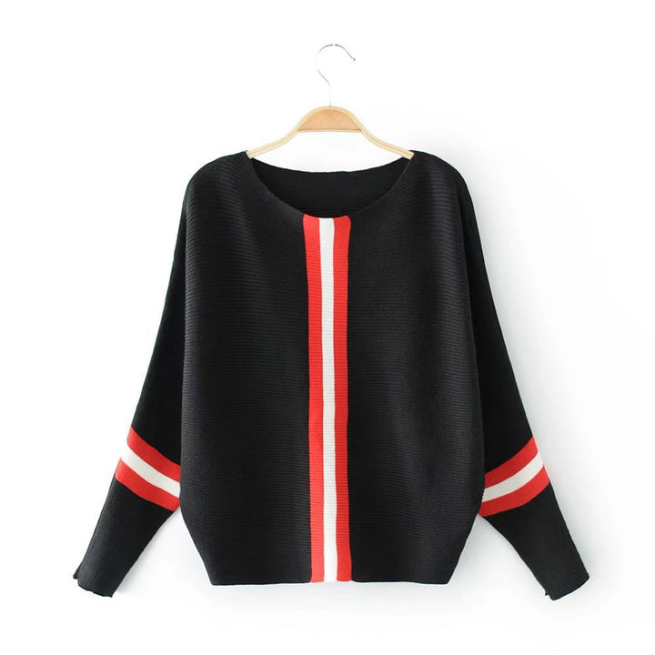 Damen Lässiger Strickpullover mit modernen Streifen und weitem Schnitt Drune