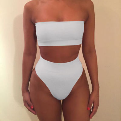 Damen Bandeau-Bikini-Set mit hohem Schnitt und tailliertem Design Drune