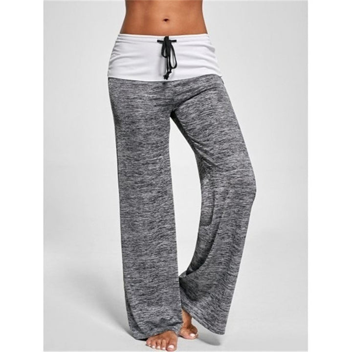 Damen Weiche Palazzo-Loungehose mit Umschlagbund, Kordelzug und weitem Bein Drune