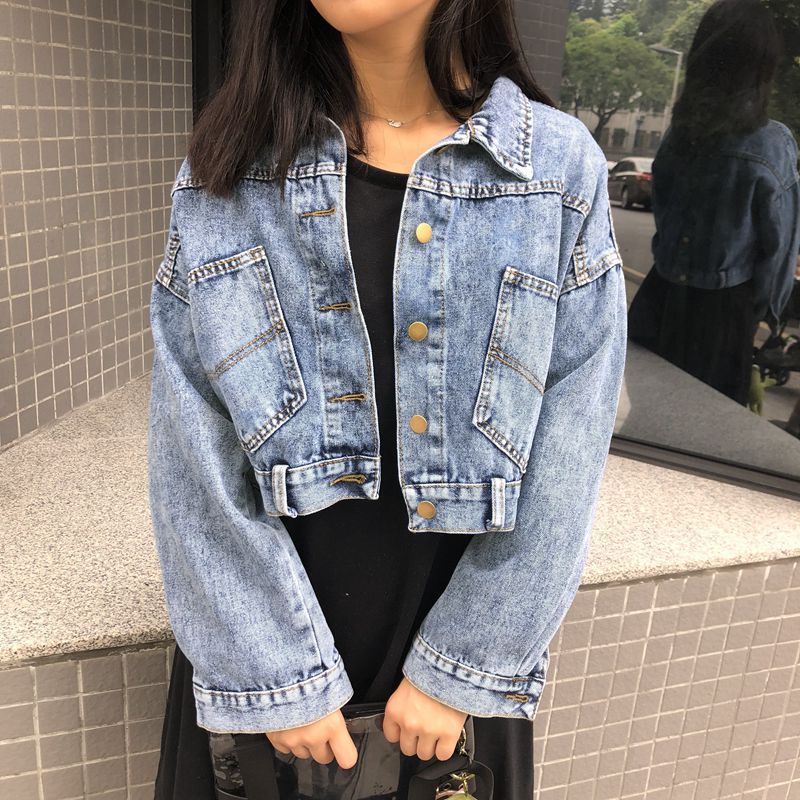 Damen Trendige cropped Jeansjacke mit praktischen Taschen Drune