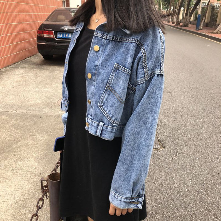 Damen Trendige cropped Jeansjacke mit praktischen Taschen Drune