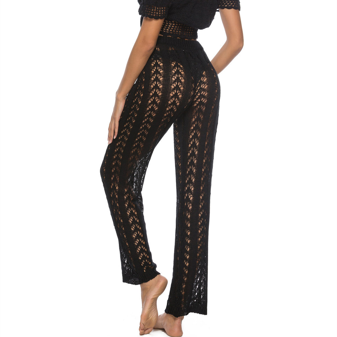 Damen luftige Strickhose mit dekorativen Häkelmustern Drune