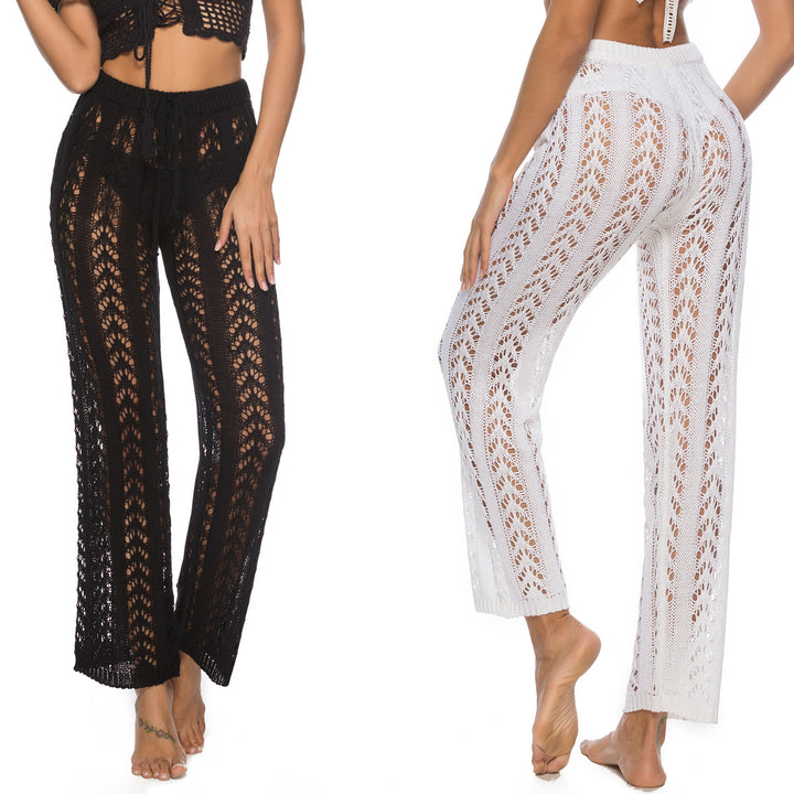 Damen luftige Strickhose mit dekorativen Häkelmustern Drune
