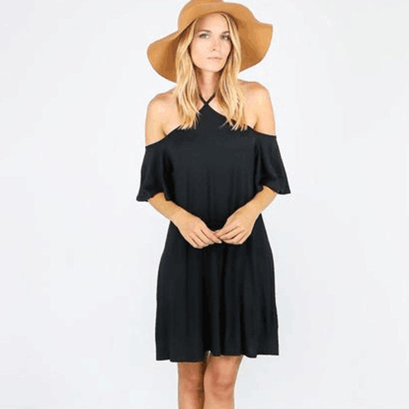 Damen Sommerliches Kleid mit schulterfreier Optik und fließendem Schnitt Drune