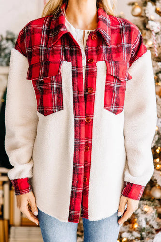 Drune | Druck Plüsch Patchwork Kontrastjacke