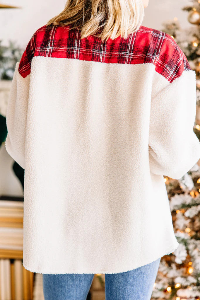 Drune | Druck Plüsch Patchwork Kontrastjacke