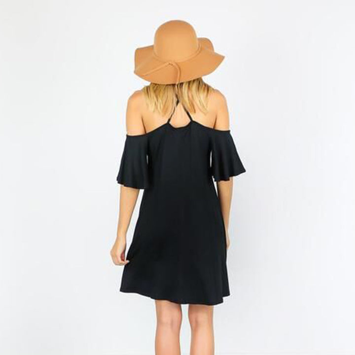 Damen Sommerliches Kleid mit schulterfreier Optik und fließendem Schnitt Drune