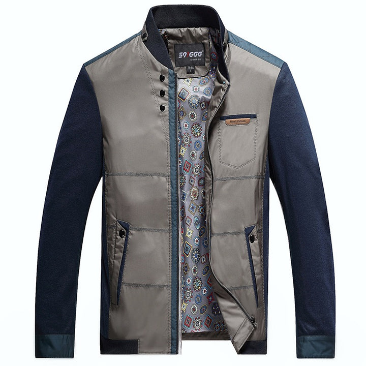 Herren Übergangsjacke mit Stehkragen und gemustertem Innenfutter Drune