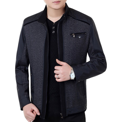 Herren Cityjacke im Materialmix mit Stehkragen und Brust-Reißverschluss Drune