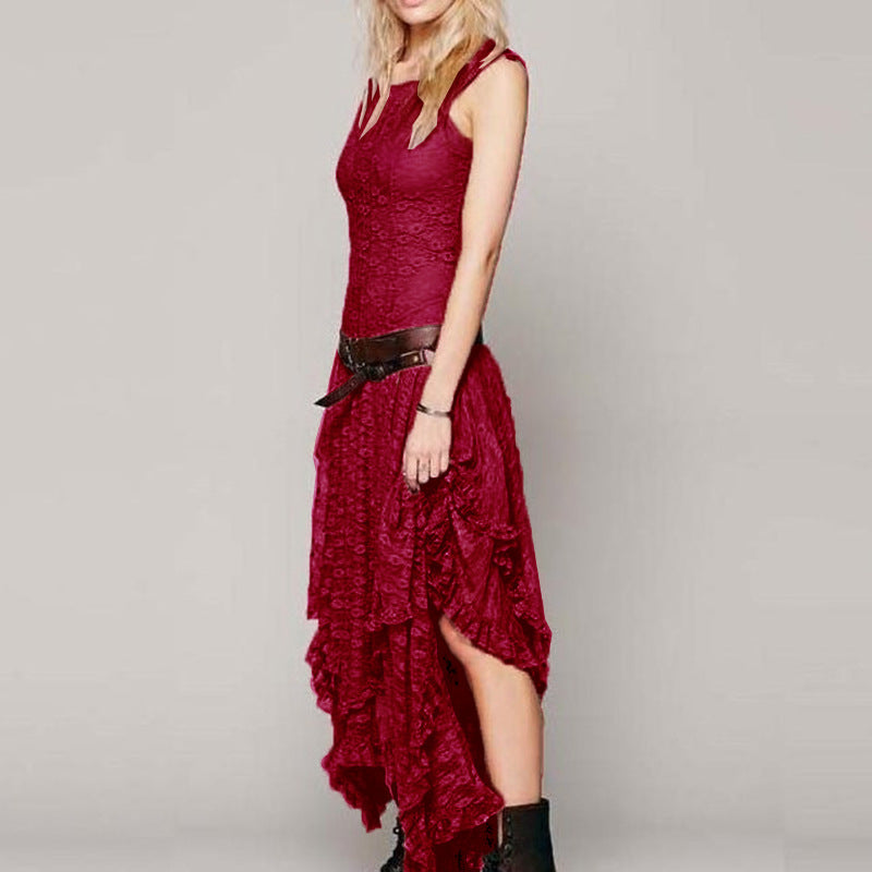 Damen Festliches Kleid mit voluminösem Rock und raffinierten Rüschendetails Drune